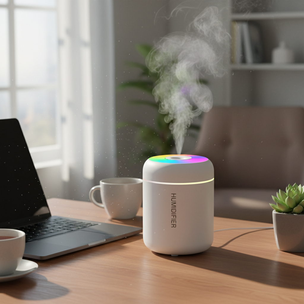 Mini USB Air Humidifier & Aroma Diffuser with LED Lights