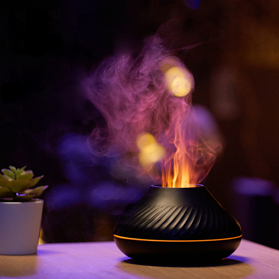 Volcanic Aroma Diffuser Essential Oil Lamp 130ml USB Portable with Color Flame Night Light