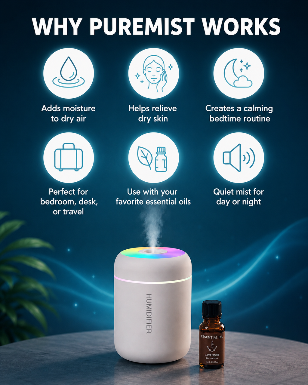 Mini Humidifier and Aroma Diffuser